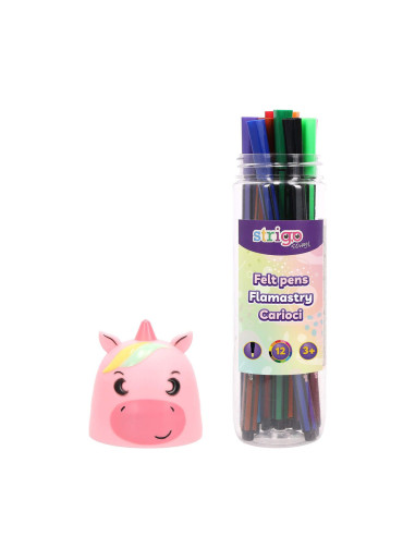 SSC480,Carioci lavabile Strigo SSC480, cutie Unicorn, 12 culori