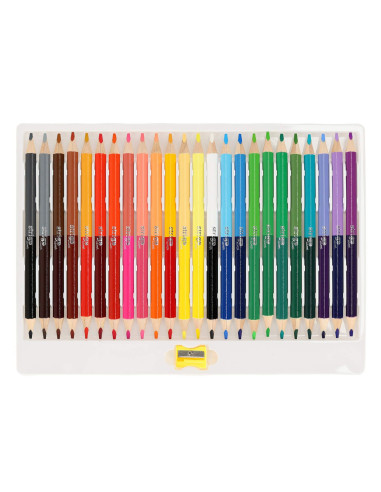 SSC356,Creioane colorate duble, Strigo SSC356 Jumbo, 24 bucati, 48 culori, triunghiulare, cu ascutitoare