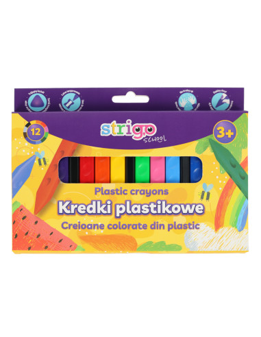 SSC399,Creioane colorate Strigo SSC399 triunghiulare, plastic, 12 culori