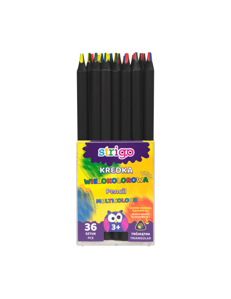 SSC111,Creioane colorate Strigo SSC111, multicolor, lemn negru