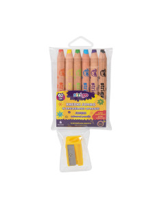 SSC113,Creioane colorate Strigo SSC113 Jumbo, cu ascutitoare, 6 culori