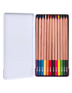 SSC114,Creioane colorate Strigo SSC114, seria 'ARTIST', 12 culori, cutie metalica, lemn cedru 2