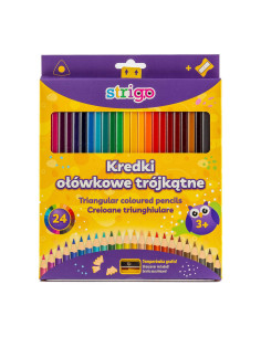 SSC115,Creioane colorate Strigo SSC115, 24 culori, cu ascutitoare