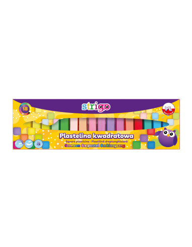 SSC335,Plastilina Strigo SSC335, 18 culori mix (6 x neon, 6 x pastel, 6 x clasice)