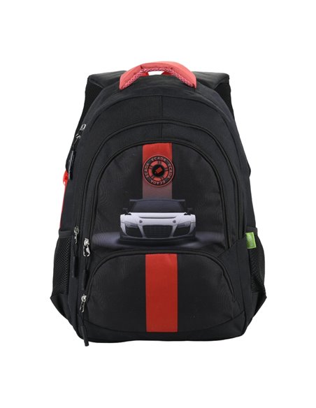 Ghiozdan scoala Ecada 61498, 4 compartimente, 46 x 32 x 18 cm, Racing Power
