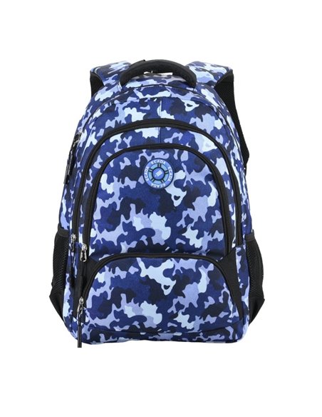 Ghiozdan scoala Ecada 61496, 4 compartimente, 46 x 32 x 18 cm, Motiv Camuflaj
