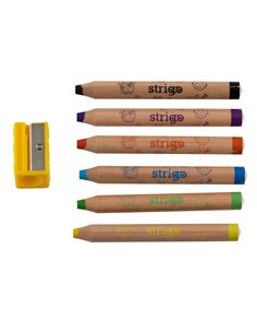 SSC113,Creioane colorate Strigo SSC113 Jumbo, cu ascutitoare, 6 culori 2