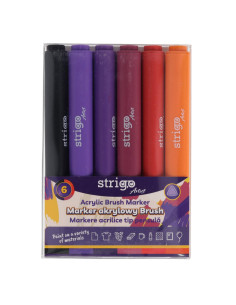 SSC434,Markere acrilice Strigo SSC434 tip pensula, 6 culori
