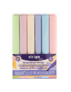 SSC428,Markere acrilice Strigo SSC428 tip pensula, 6 culori