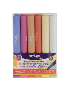 SSC429,Markere acrilice Strigo SSC429 tip pensula, 6 culori
