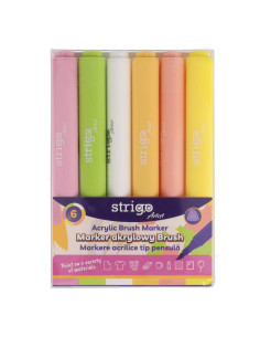 SSC430,Markere acrilice Strigo SSC430 tip pensula, 6 culori