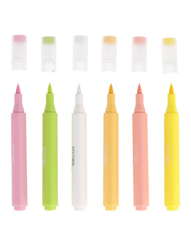 SSC430,Markere acrilice Strigo SSC430 tip pensula, 6 culori