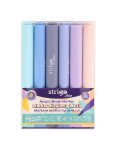 SSC431,Markere acrilice Strigo SSC431 tip pensula, 6 culori