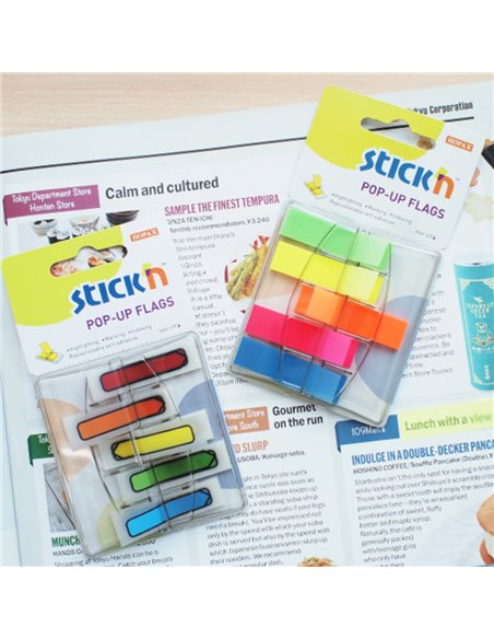Film index autoadeziv cu dispenser Stick"n Pop-up, 45 x 12 mm, 4 x 40 file/set