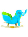 ROB-XL-503,Elefant balansoar pentru bebelusi, lemn + plus, albastru, 60x34x45 cm