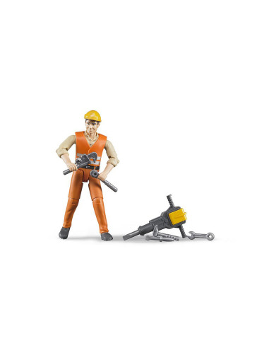 BR60020,Bruder - Figurina Muncitor Constructii Cu Accesorii
