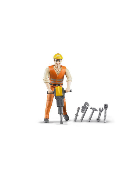 BR60020,Bruder - Figurina Muncitor Constructii Cu Accesorii