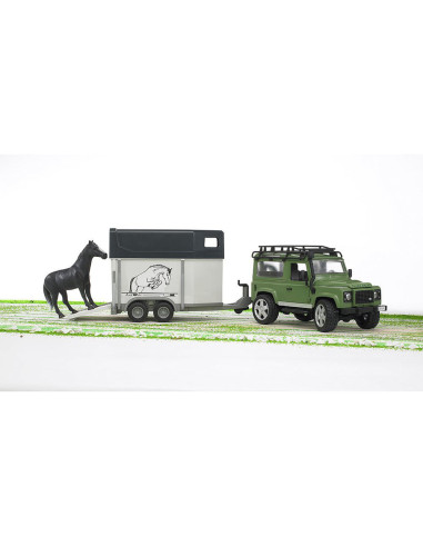BR02592,Bruder - Masina De Teren Land Rover Defender Cu Remorca Si Cal