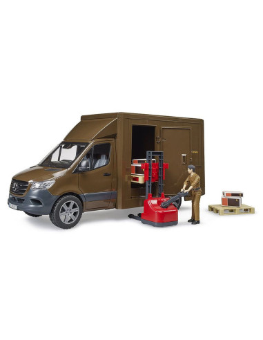 BR02678,Bruder - Masina Ups Mercedes Benz Cu Sofer Si Accesorii
