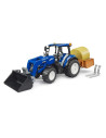 BR02187,Bruder - Tractor New Holland T5.120 cu incarcator frontal detasabil lada pentru basculat baloti si furci