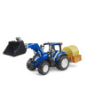 BR02187,Bruder - Tractor New Holland T5.120 cu incarcator frontal detasabil lada pentru basculat baloti si furci
