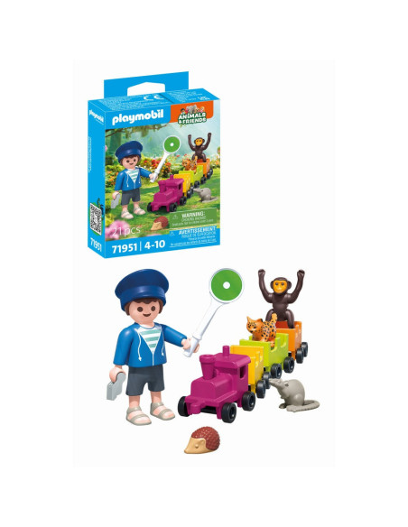 PM71951,Playmobil - Jucarie de rol Plimbarea animalelor cu locomotiva