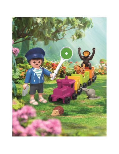 PM71951,Playmobil - Jucarie de rol Plimbarea animalelor cu locomotiva