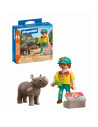PM72025,Playmobil - Set 2 figurine ingrijitor cu rinocer