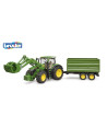 BR03155,Bruder tractor John Deere 7R 350 cu incarcator frontal si remorca basculanta pe osie