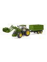 BR03155,Bruder tractor John Deere 7R 350 cu incarcator frontal si remorca basculanta pe osie