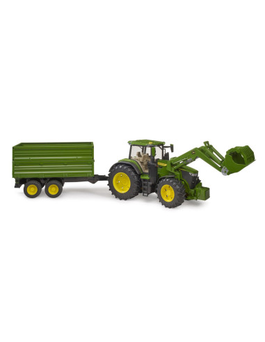 BR03155,Bruder tractor John Deere 7R 350 cu incarcator frontal si remorca basculanta pe osie
