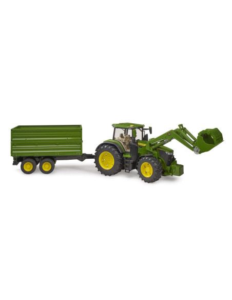 BR03155,Bruder tractor John Deere 7R 350 cu incarcator frontal si remorca basculanta pe osie