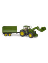 BR03155,Bruder tractor John Deere 7R 350 cu incarcator frontal si remorca basculanta pe osie