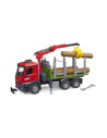 BR03669,Bruder camion lemne Mercedes Benz Arocs cu macara de incarcare graifer si 3 busteni