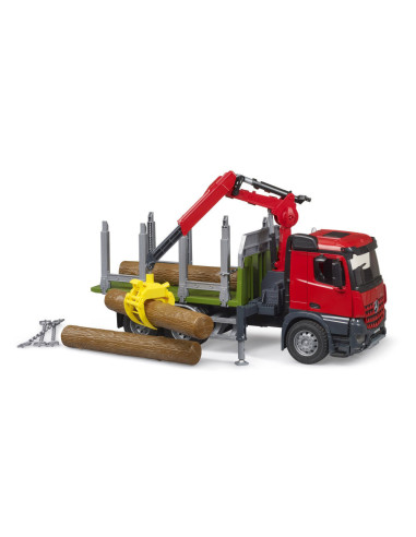 BR03669,Bruder camion lemne Mercedes Benz Arocs cu macara de incarcare graifer si 3 busteni