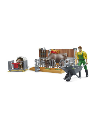 BR62611,Bruder grajd cu vacute si fermier