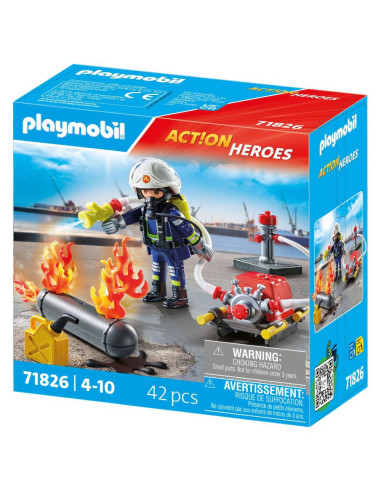 PM71826,Playmobil - Pompier Playmobil cu pompa de apa