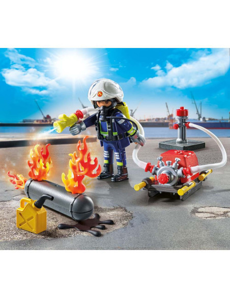 PM71826,Playmobil - Pompier Playmobil cu pompa de apa