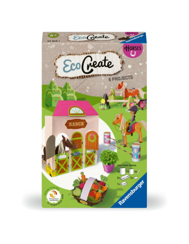 RVSAC23919,Ravensburger - Eco Create Set de creatie ferma de cai ce include 6 proiecte
