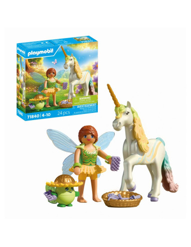 PM71840,Playmobil - Jucarie de rol Figurina de colectie unicornul Rainbow Flower si zana
