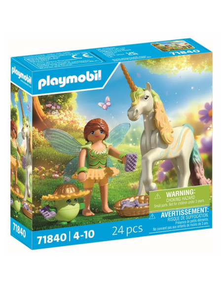 PM71840,Playmobil - Jucarie de rol Figurina de colectie unicornul Rainbow Flower si zana