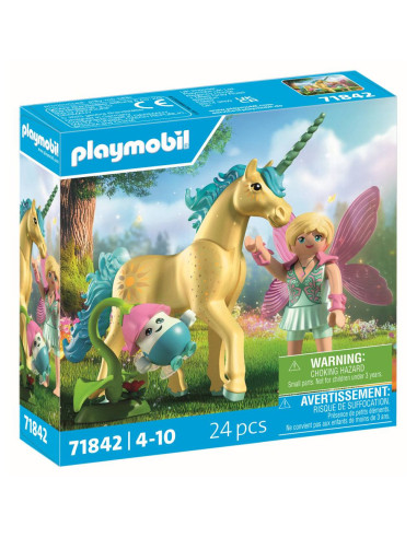 PM71842,Playmobil - Jucarie de rol Figurina de colectie unicornul Sunshine Blossom si zana