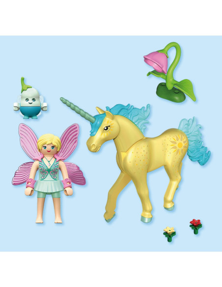 PM71842,Playmobil - Jucarie de rol Figurina de colectie unicornul Sunshine Blossom si zana