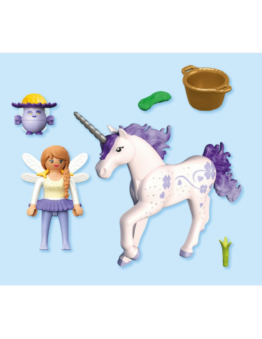 PM71843,Playmobil - Jucarie de rol Figurina de colectie unicornul Lucky Lavender si zana