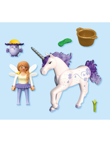 PM71843,Playmobil - Jucarie de rol Figurina de colectie unicornul Lucky Lavender si zana