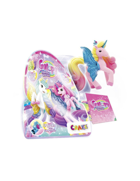 CRZ69578,Craze - Galupy figurina Unicorn curcubeu cu aripi sclipitoare si coroana decorata cu un cristal Swarovski