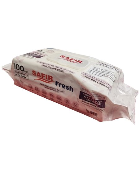 Servetele umede pentru suprafete cu otet alb si bicarbonat Safir, 100 buc/set