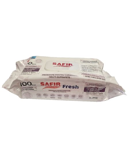 Servetele umede pentru suprafete cu otet alb si bicarbonat Safir, 100 buc/set