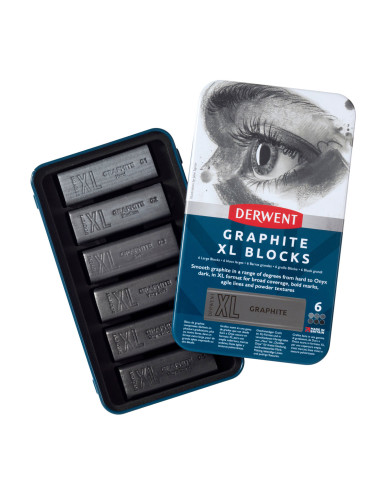 DW2306195,Carbune XL solubil grafit inktense Derwent, cutie metal, 6/set