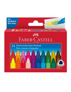 FC120024,Creioane cerate triunghiulare Faber-Castell FC120024, 24 culori